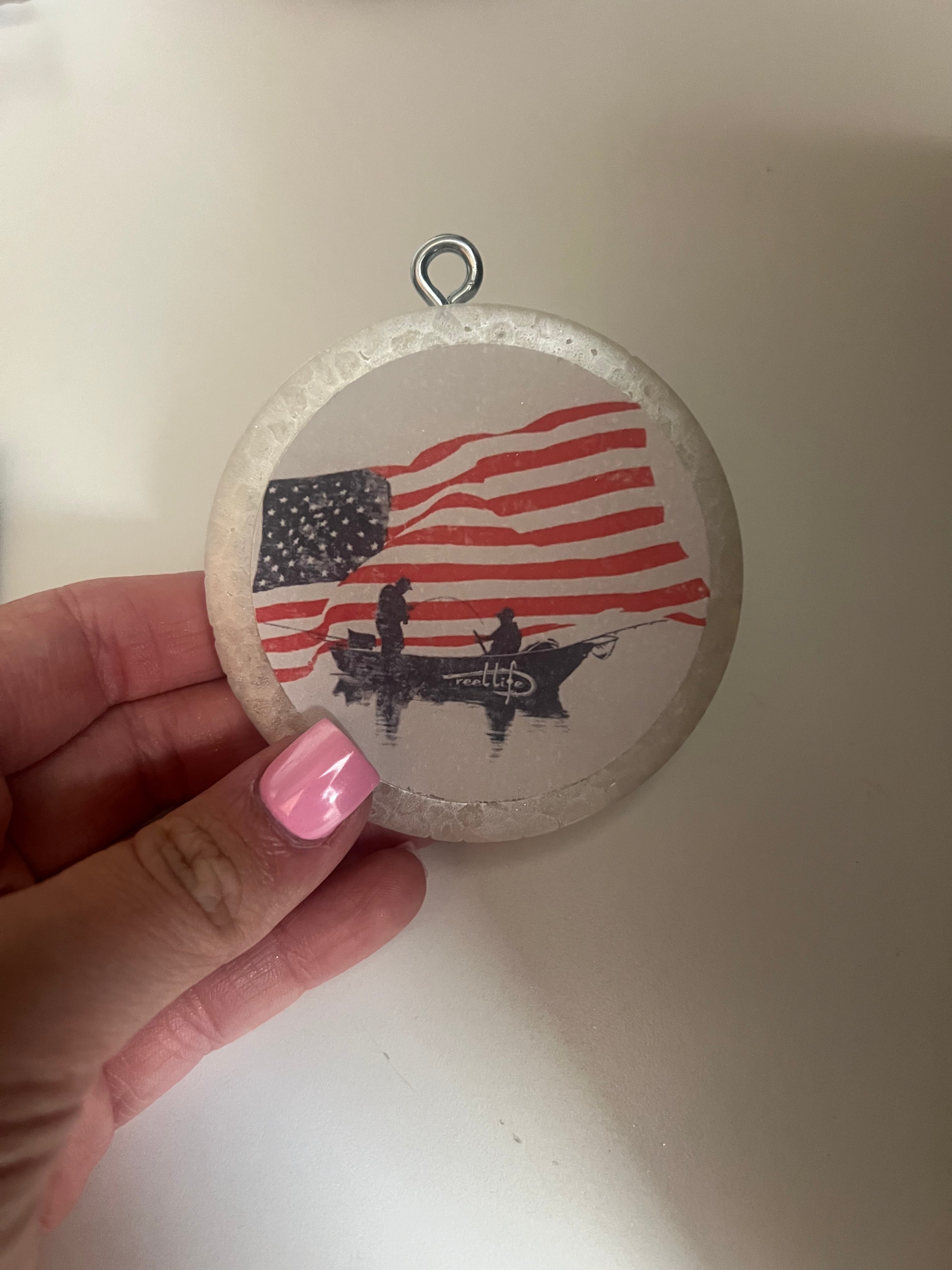 AMERICAN FLAG FISHING CARDSTOCK FRESHIE